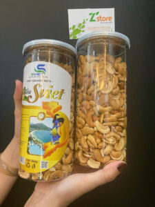 Hạt điều rang muối nhân trắng vỡ đôi Sviet - hộp 500gr, hạt điều Bình Phước