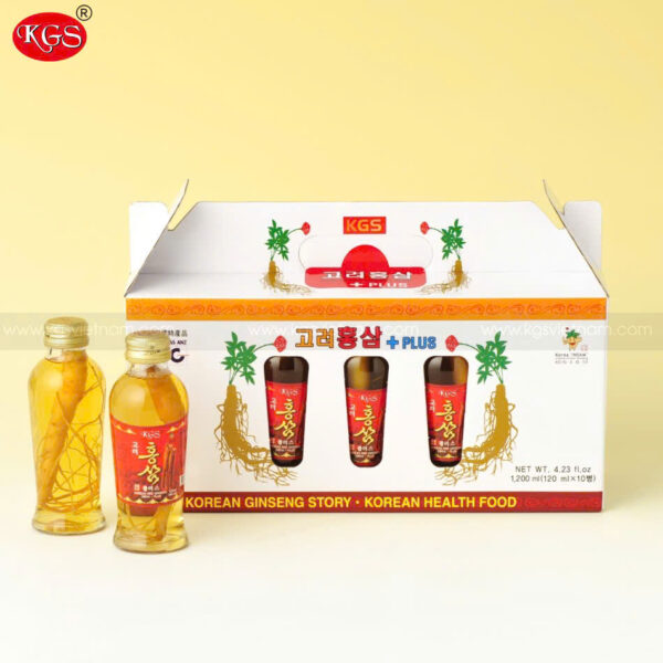 Nước Hồng Sâm Có Củ KGS Hàn Quốc - Hộp 10 Chai x 120ml