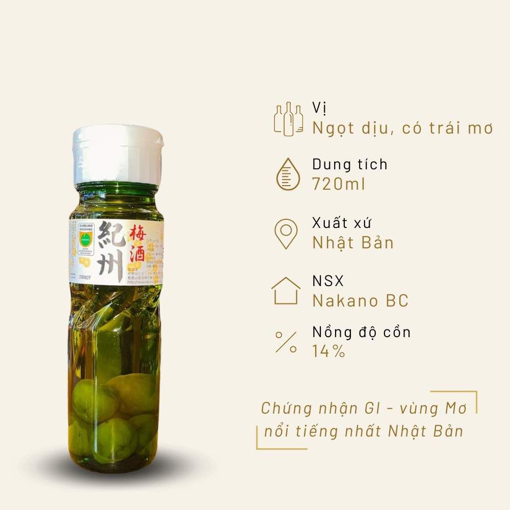 Rượu mơ Nhật Bản Nakano Miiri có quả 720ml 14%